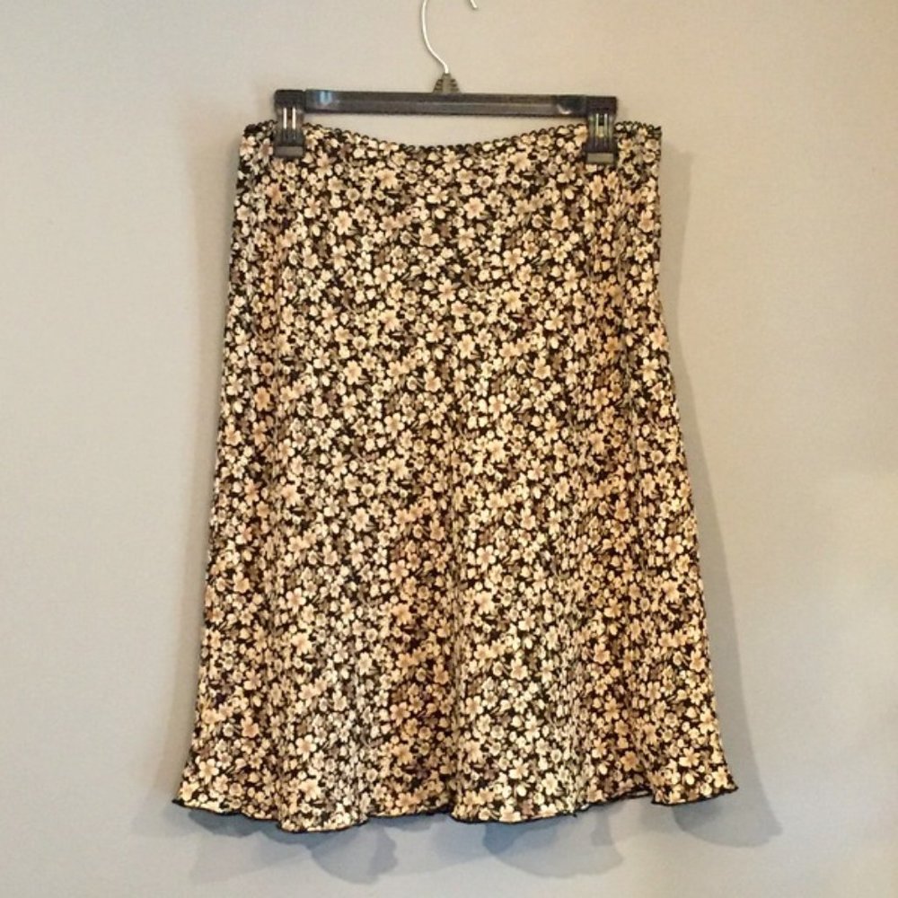 Old Navy Brown/Tan/Cream Multi-Season Flower Skirt